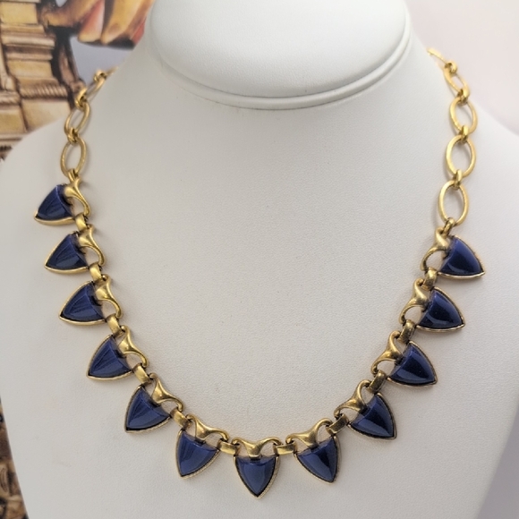 Stella & Dot Gold and Blue Geometric Necklace - Picture 1 of 5